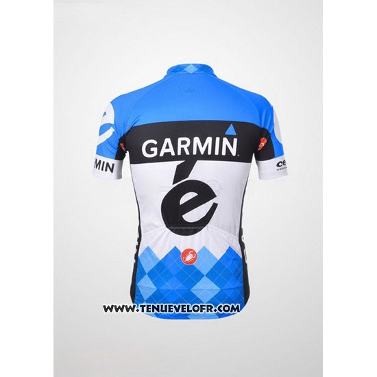 2012 Maillot Ciclismo Garmin Cervelo Blanc et Azur Manches Courtes et Cuissard